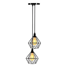 Lustre Luminária Pendente Aramado Diamante Duplo - Cabo 3m Foto mini 1