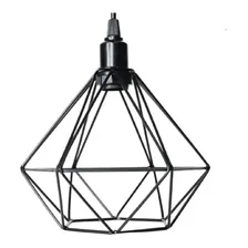 Lustre Luminária Pendente Aramado Diamante Preto Foto mini 4