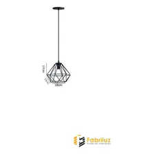 Lustre Luminária Pendente Aramado Diamante Preto Foto mini 2