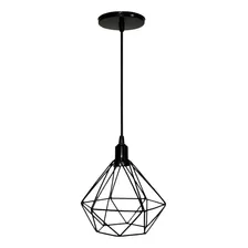 Lustre Luminária Pendente Aramado Diamante Preto Foto mini 1
