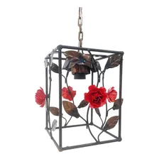 Lustre Luminária Pendente Teto Ferro 1 Lampada Flor Design Estrutura Vermelho 110v/220v Foto mini 1