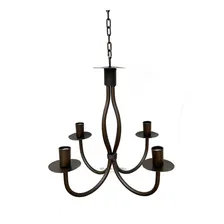 Lustre Luminária Pendente Teto Ferro 4 Bocais Ouro Velho Foto mini 1