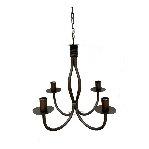 Lustre Luminária Pendente Teto Ferro 4 Bocais Ouro Velho Foto 1
