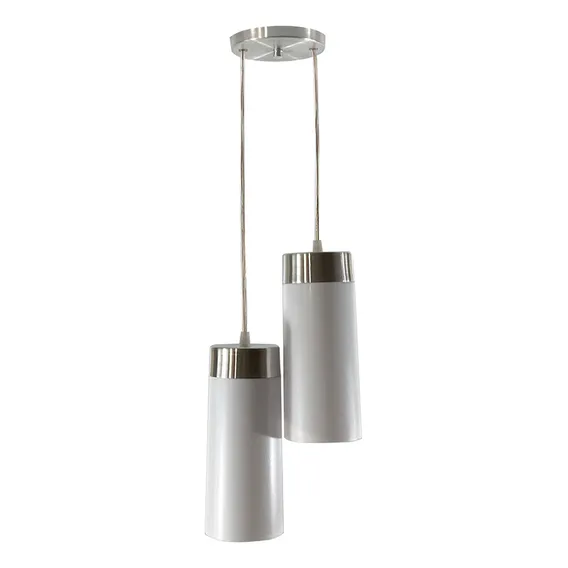 Lustre Luminária Pendente Utron Copo Duplo Translúcido E27 Estrutura Branco 110/220 Foto 1