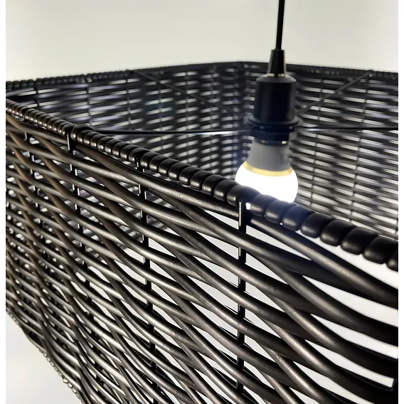 Lustre Luminária Pendente Utron Junco Quadrado Rústico 35cm Cor Tabaco Bivolt Foto 1