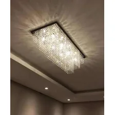 Lustre Moderno Retangular Pendente De Cristal K9 Legítimo Cúpula Prateado Estrutura Prateado Foto mini  2
