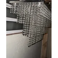 Lustre Moderno Retangular Pendente De Cristal K9 Legítimo Cúpula Prateado Estrutura Prateado Foto  mini 1