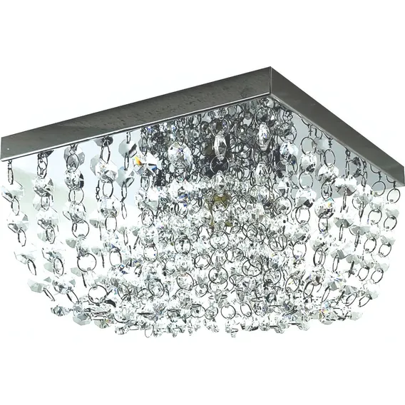 Lustre Paflon Arqueado De Cristais Vidro K9 20x20 Foto 1