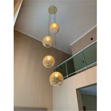 Lustre Para Sala Pé Direito Duplo Alto Quatro Ball P7 Marfim 110V 220V (Bivolt) Foto  mini 1