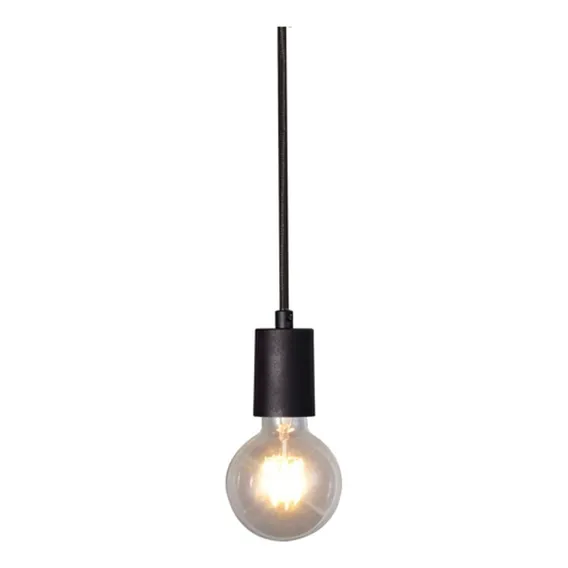 Lustre Pendente - 1 Lâmpada - Alumínio - Preto - 110v/220v Foto 1