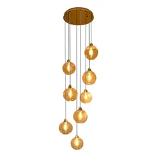 Lustre Pendente 8 Globos Transparentes Para Hall De Escadas Estrutura Base Inox Espelhada - Fios Transparente Lâmpadas De Filamento De Carbono 110v - Inclusas ? Lustres Gênesis Foto mini  2