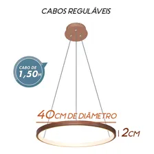 Lustre Pendente Anel Cobre 1 Arco 20w 40cm Led Bivolt St459 Foto mini 2