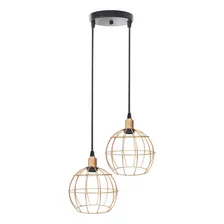 Lustre Pendente Aramado Duplo Globo Cobre Rose Gold Cabo Regulável Luminária Agp Ilumini Foto mini 1