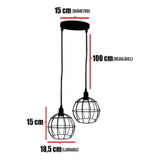 Lustre Pendente Aramado Duplo Globo Cobre Rose Gold Cabo Regulável Luminária Agp Ilumini Foto mini 2