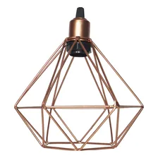 Lustre Pendente Aramado Triplo Diamante Cobre Rose Gold Foto mini 4
