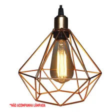 Lustre Pendente Aramado Triplo Diamante Cobre Rose Gold Foto mini 3