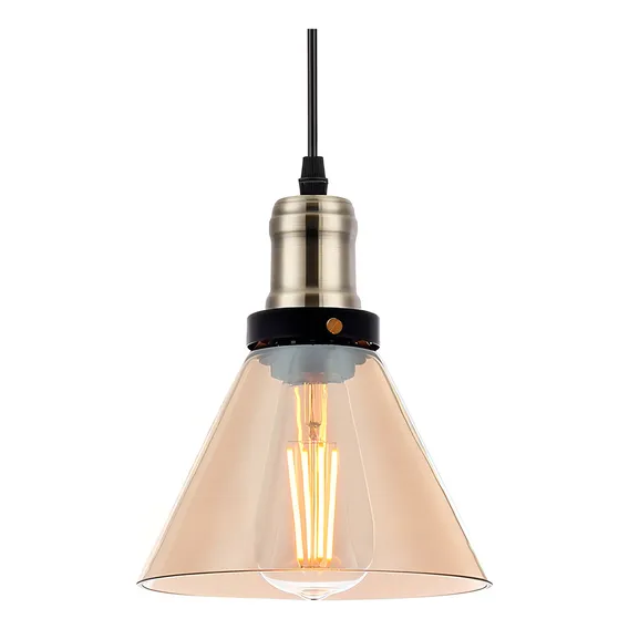 Lustre Pendente Blumenau Vintage Cone Âmbar E27 Bivolt Foto 1
