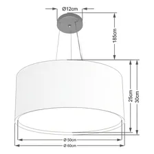 Lustre Pendente Cilíndrico Duplo Md-4302 Cúpula em Tecido 60x30cm Preto - Bivolt Foto mini  2