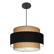 Lustre Pendente Cilíndrico Md-4384 Cúpula Em Tecido Preto Foto mini 1
