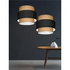 Lustre Pendente Cilíndrico Md-4384 Cúpula Em Tecido Preto Foto mini 3