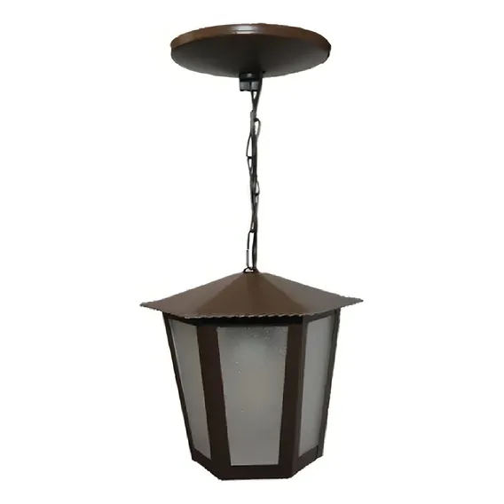 Lustre Pendente Colonial Sextavado L1c Marrom 110V/220V Foto 1