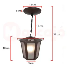 Lustre Pendente Colonial Sextavado L1c Marrom 110V/220V Foto mini 3