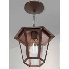 Lustre Pendente Colonial Sextavado Vintage Marrom L3c Ideal 110v/220v Foto mini 1