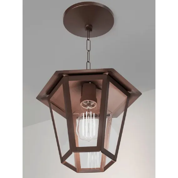 Lustre Pendente Colonial Sextavado Vintage Marrom L3c Ideal 110v/220v Foto 1