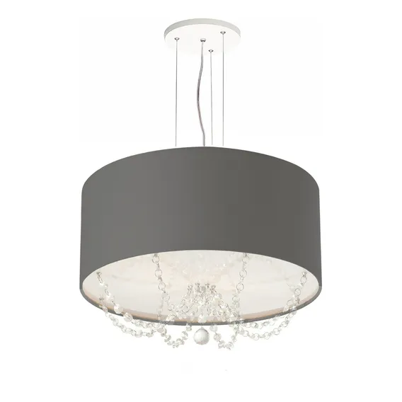 Lustre Pendente Com Cristais Cilíndrica 30x15 Preto Foto 1