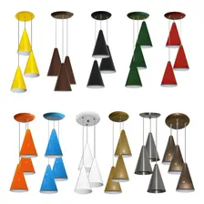 Lustre Pendente Cone Triplo - Mesa De Jantar Quarto Cozinha Cor Dourado 110V/220V Foto mini 2