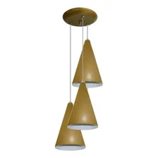 Lustre Pendente Cone Triplo - Mesa De Jantar Quarto Cozinha Cor Dourado 110V/220V Foto mini 1