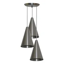 Lustre Pendente Cone Triplo - Mesa De Jantar Quarto Cozinha Cor Dourado 110V/220V Foto mini 4