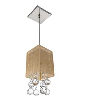 Lustre Pendente Cristal Acrílico Cúpula Fio Seda Adl10 Bege 110v/220v Foto  mini 1