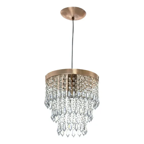 Lustre Pendente Cristal AcrÃlico Manucrillic Cobre Foto 1