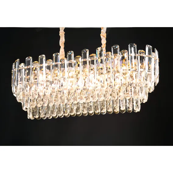 Lustre Pendente Cristal Vidro Transparente Retangular Mesa Foto 1