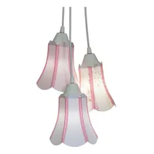 Lustre Pendente Luminária Modelo Paris Tons De Rosa E Branco Foto  mini 1