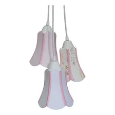 Lustre Pendente Luminária Modelo Paris Tons De Rosa E Branco Foto mini  2
