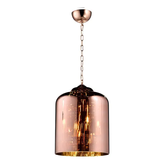 Lustre Pendente Luminária Pylon 4l Metal Vidro Rose 48x35cm 110V/220V Foto 1