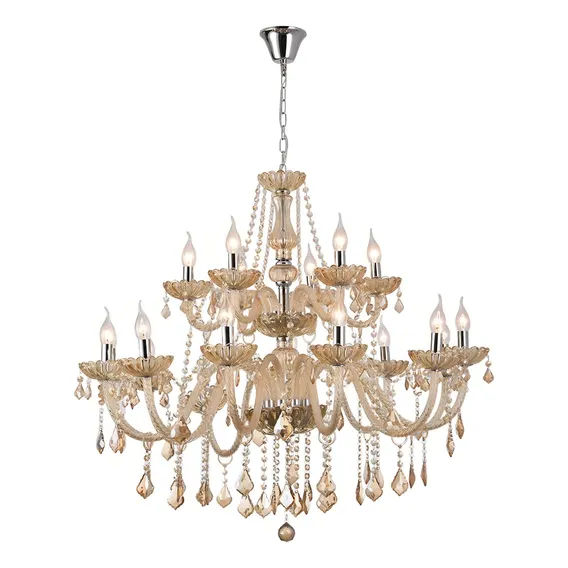 Lustre Pendente Maria Tereza Cristais 18 Braços Champanhe 110V/220V (Bivolt) Foto 1