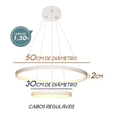 Lustre Pendente Moderno Anéis Led 40w 2 Arcos Branco St549 110V/220V (Bivolt) Foto  mini 1