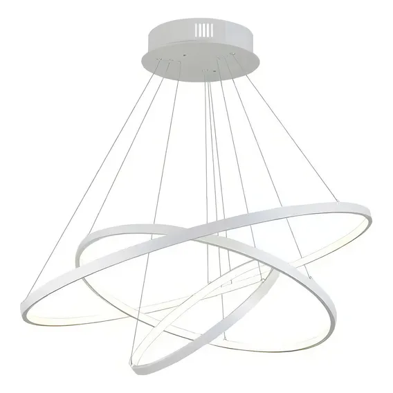 Lustre Pendente Moderno Anéis Led 89w 3 Arcos Branco 80cm Foto 1