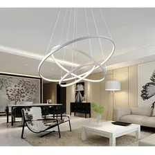 Lustre Pendente Moderno Anéis Led 89w 3 Arcos Branco 80cm Foto mini  2
