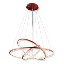 Lustre Pendente Moderno Anéis Led 89w 3 Arcos Cobre Full Foto  mini 1
