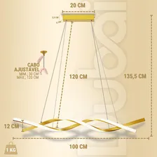 Lustre Pendente Moderno Espiral Dourado Fosco Led Integrado Foto mini  2