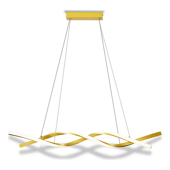 Lustre Pendente Moderno Espiral Dourado Fosco Led Integrado Foto 1