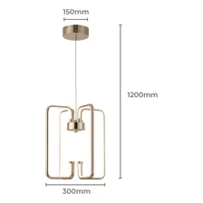 Lustre Pendente Moderno Led 36w 4000k Dourado Foto mini 4
