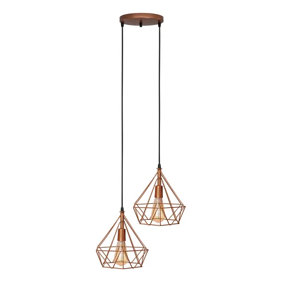 Lustre Pendente Piramide Duplo - Cobre Foto 1