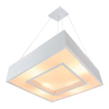 Lustre Pendente Quadrado Branco/preto 60x60 8 E27 St4541 Estrutura Branco Foto mini 2