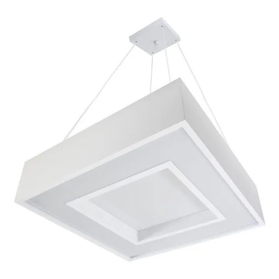 Lustre Pendente Quadrado Branco/preto 60x60 8 E27 St4541 Estrutura Branco Foto 1