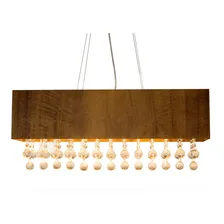 Lustre Pendente Retangular Em Madeira Imbuia E Cristais 60cm Foto mini 3